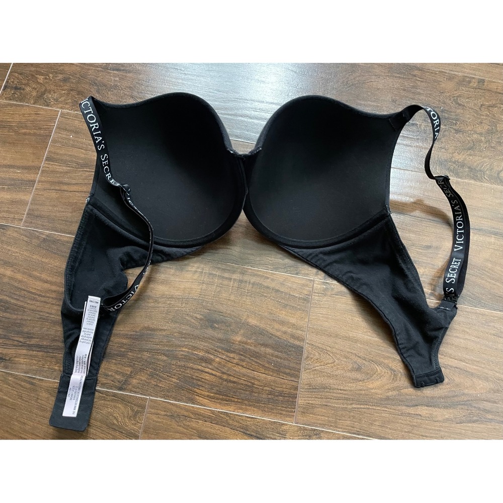 Victorias Secret Black Push-Up Full Coverage Logo Strap Bra 38D 139873-QB4 - Picture 5 of 8